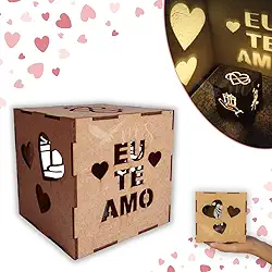 Caixa Luminária Led Presente Namorado Aniversário Casamento