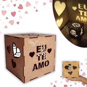 Caixa Luminária Led Presente Namorado Aniversário Casamento
