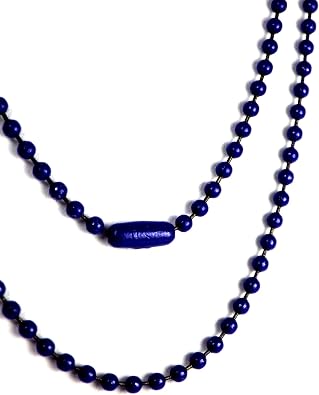 Electric Blue Ball Chain Necklace Stainless Steel 2.5mm Wide 15-30 inch Long Mens Womens Genderless