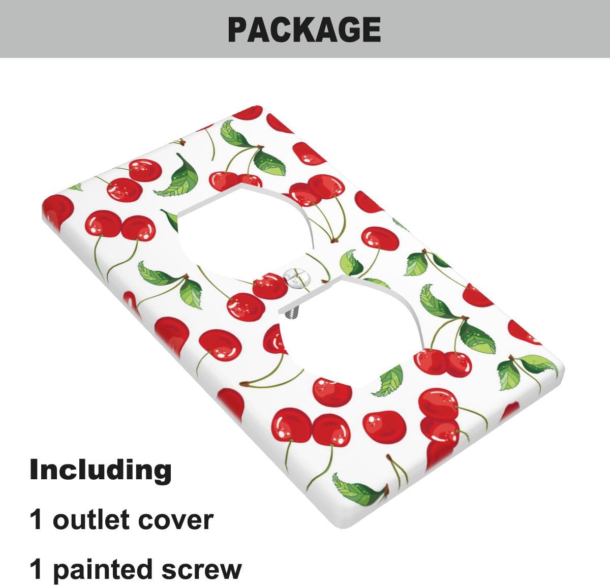 Red Cherries with Green Leaves Outlet Covers Cherry Duplex Receptacle Wall Plate Standard 1 Gang Plug Cover 4.5 x 2.76 Inch for Home Decor