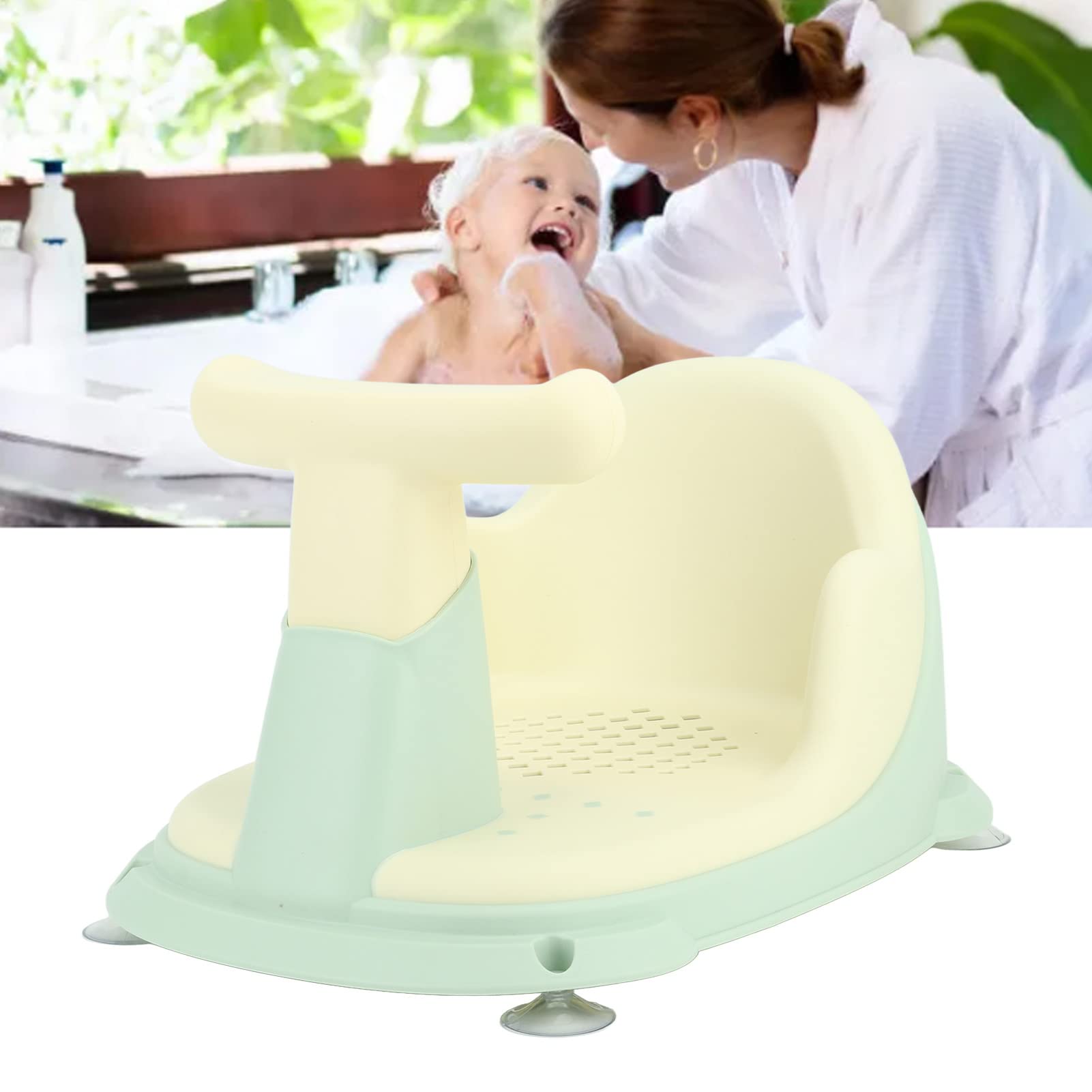 Seggiolino da Bagnetto per Bambini, Seggiolino da Bagno per Bambini Antiscivolo con 4 Ventose Sicure, Seggiolino da Bagno per Bambini con Supporto per la Schiena, Seggiolino da