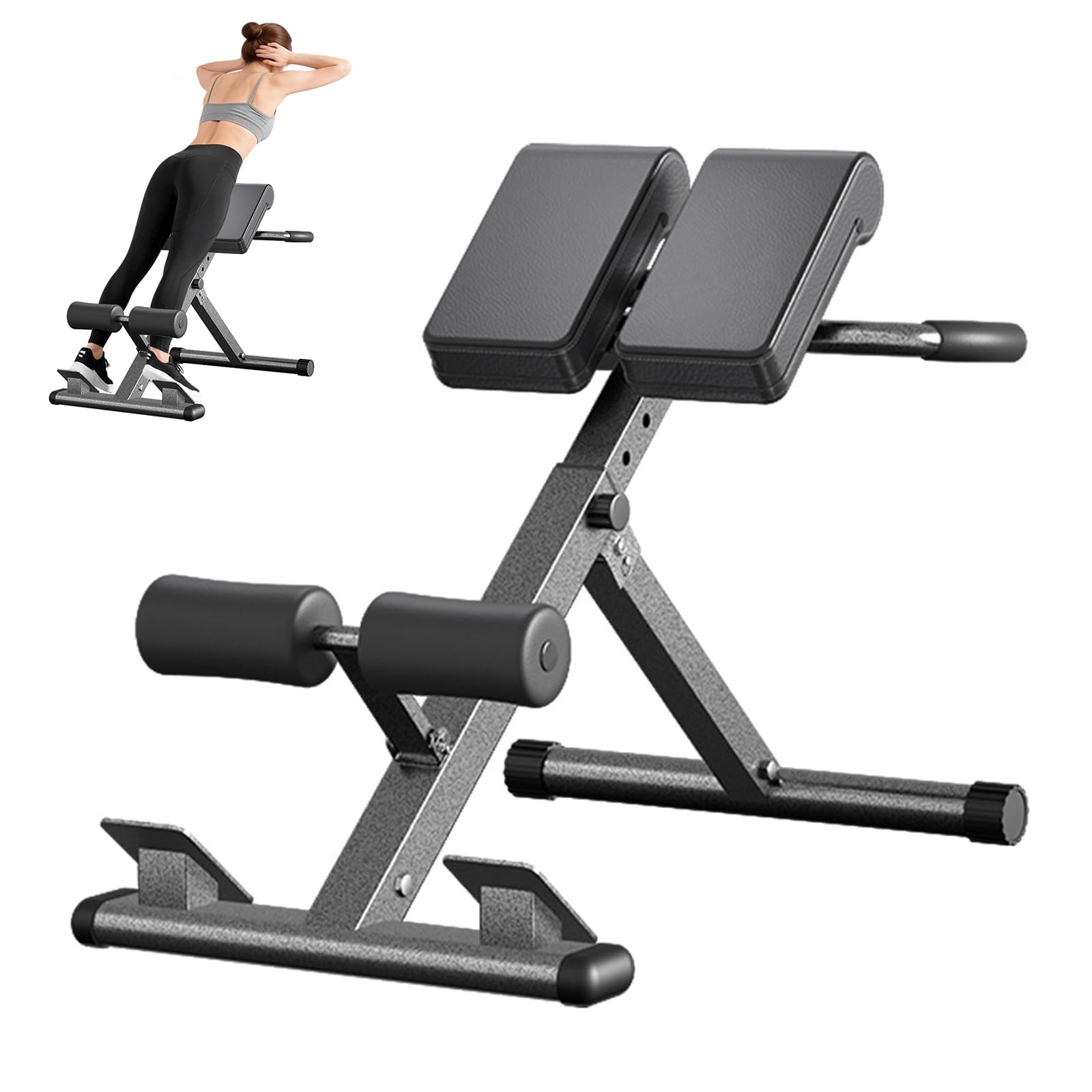 Hyperextension - Sedia romana pieghevole, allungamento della schiena e allenamento addominale, 8 sedie romane regolabili, panca per iperestensione, glutei, tendine del ginocchio, allenamento