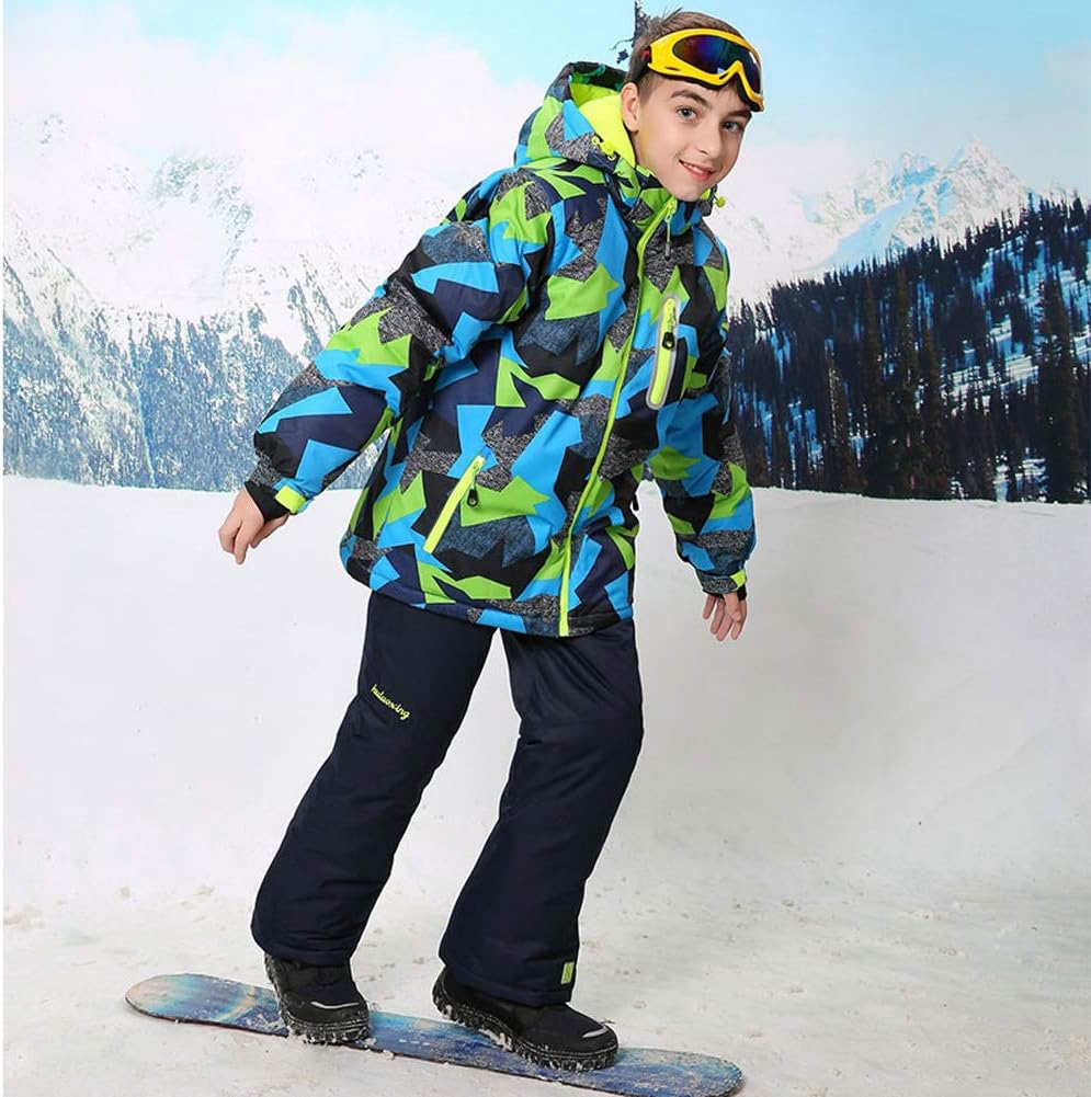 WOWULOVELY Big Boy's 2-Piece Colorblock Snow Pants and Jacket Snowsuit Ski Suit - Image 4
