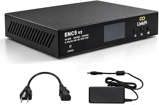 WayPonDEV Link Pi ENC5-V2 5 Port NDI HDMI Encoder, 4K 1080P Video Decoder, Support NDI/SRT/HX/RTMP/RTSP/ONVIF for YouTube Facebook Live Broadcast and Cameras, with 4GB DRR4 RAM
