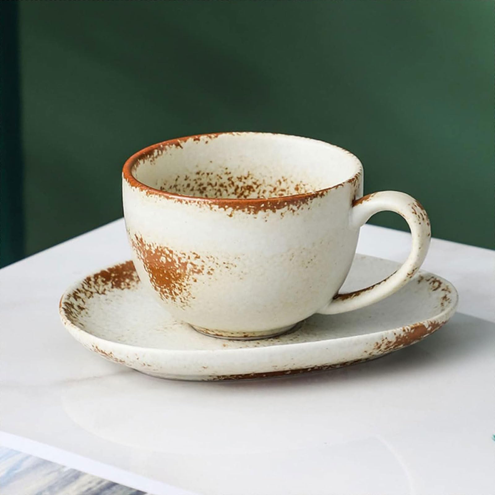 Taza de té 1 Juego de Taza de café, Taza de Leche Mocha, Juego de Platos de cerámica de Estilo Europeo con Mango y platillo Adecuado para cafeterías, restaurantes y hoteles Taza de café