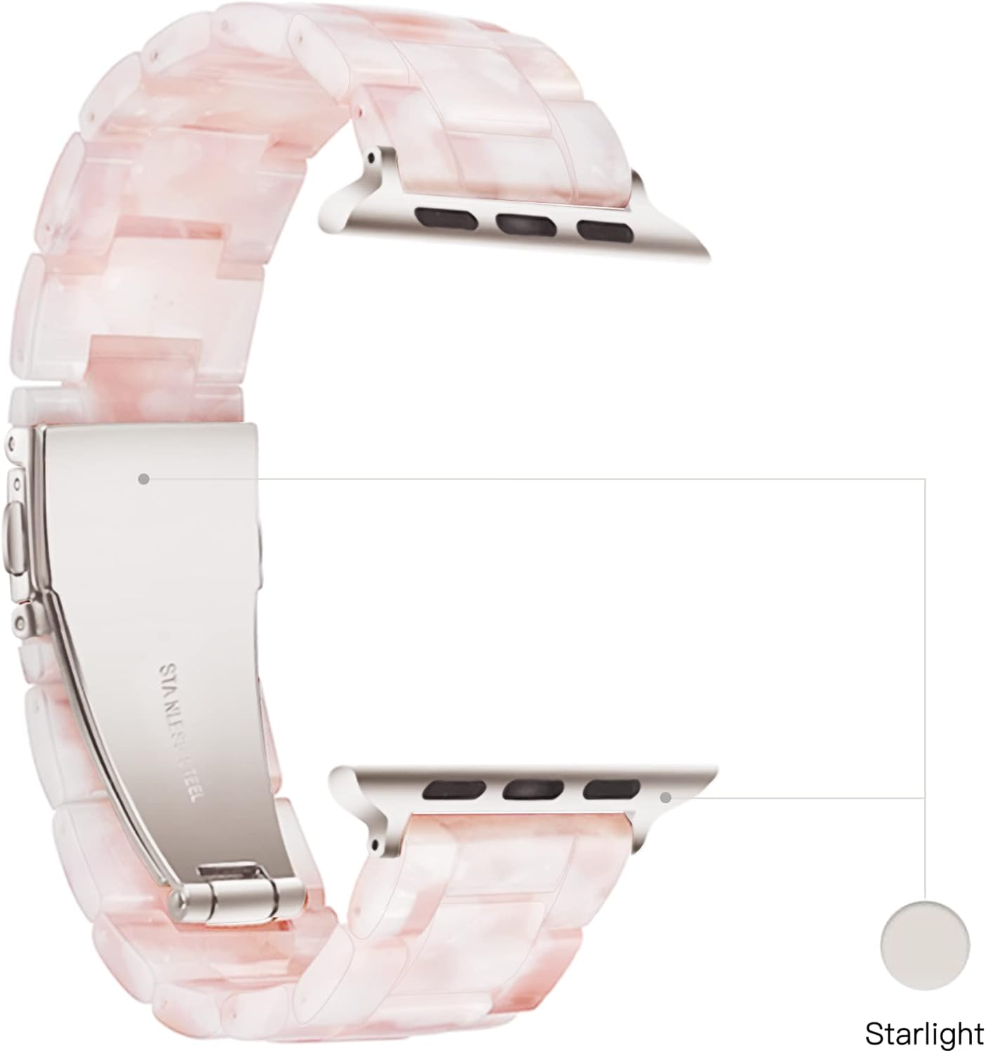 LS Apple Watch Band -Resin iWatch Bands Compatible with Apple Watch Ultra 49mm Starlight Series 10 Series 9 Series 8 Series 7 Series SE Series 6 5 4 3 2 1 for Women and Men 49mm/46mm/45mm/44mm/42mm
