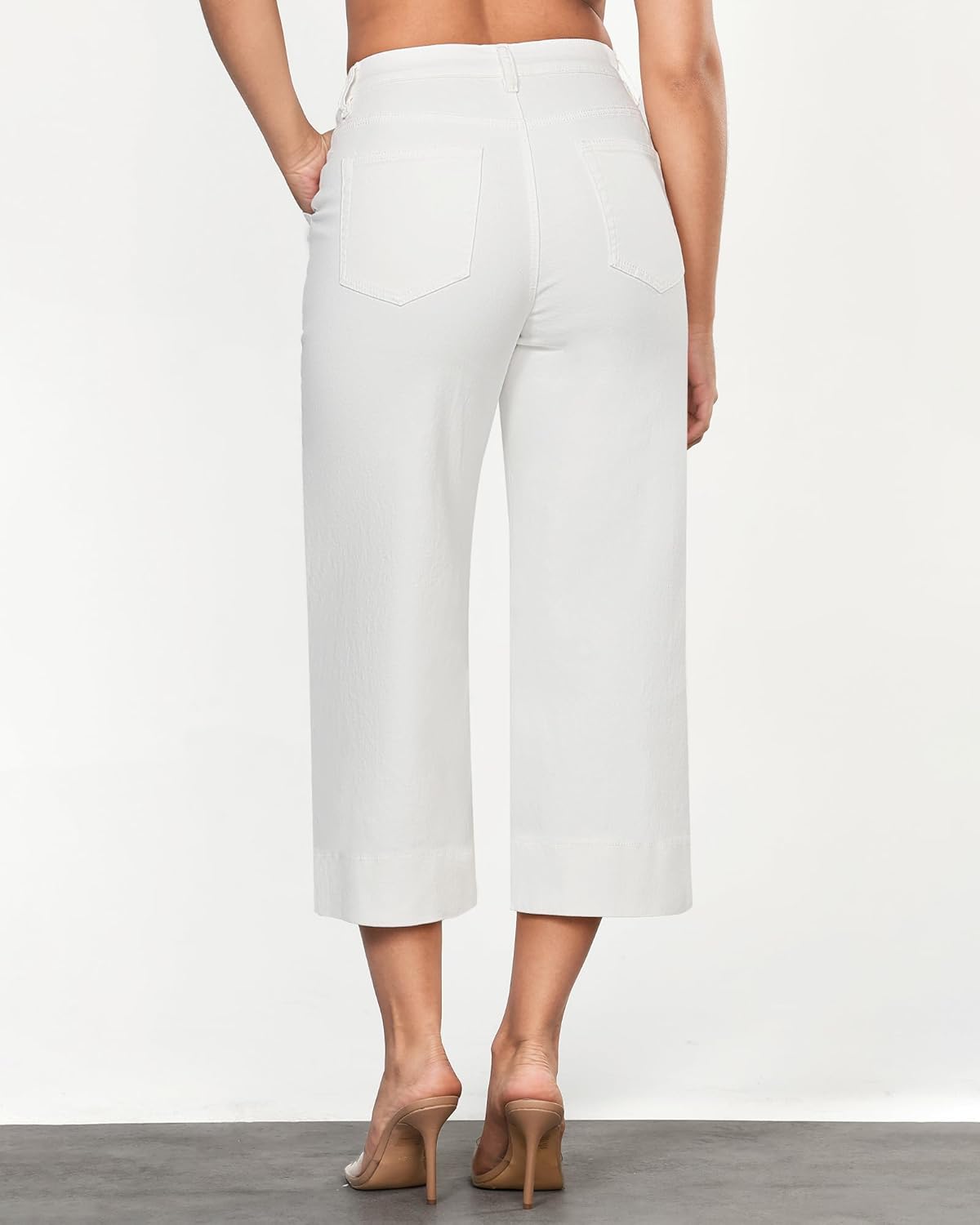 GRAPENT Capri Jeans for Women High Waisted Wide Leg Trendy Strechy Loose Straight Cropped Denim Jeans Pants with Pockets - Image 3