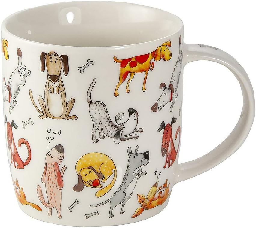 SPOTTED DOG GIFT COMPANY Dog Mugs, 12 oz Coffee Mug Set of 4, Funny Dogs Themed Ceramic Tea Cups, Microwave & Dishwasher Safe, Dog Lover Gifts for Women & Animal Lovers