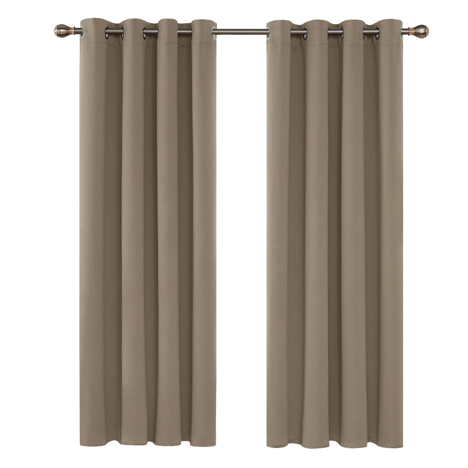 Deconovo Tende oscuranti isolanti termiche anti fredde, tende per camera da letto per ragazzi, design moderno con occhielli, 135 x 240 cm (larghezza x altezza), tortora 2 pezzi