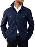 Mens Lightweight Shirt Jacket Button Down Long Sleeve Shacket Casual Fall Warm Work Stylish Jackets with Pocket