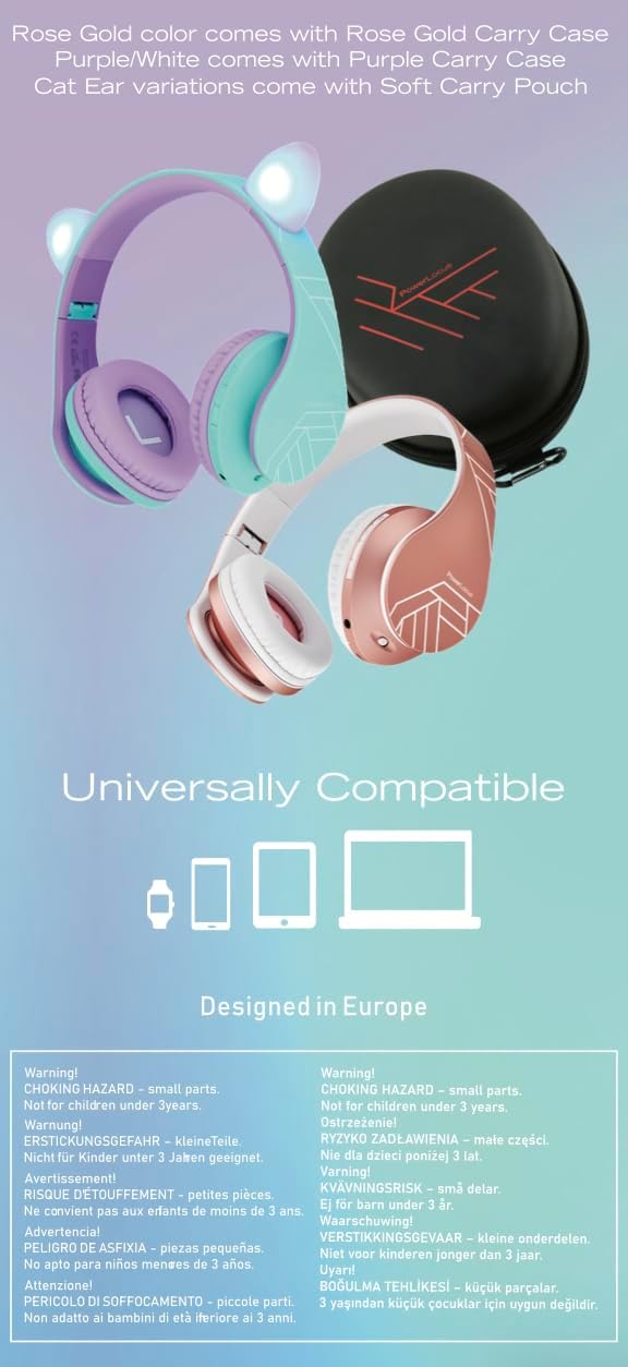 PowerLocus Auriculares para niños edición Angry Birds auriculares inalámbricos para niños volumen limitado de 85 dB auriculares Bluetooth plegables