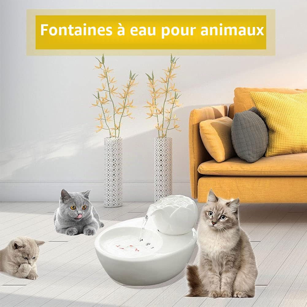 Distributeur d'eau pour Chat - Distributeur d'eau Automatique de Circulation pour Animaux de Compagnie - Fontaine à Eau Verticale Lotus