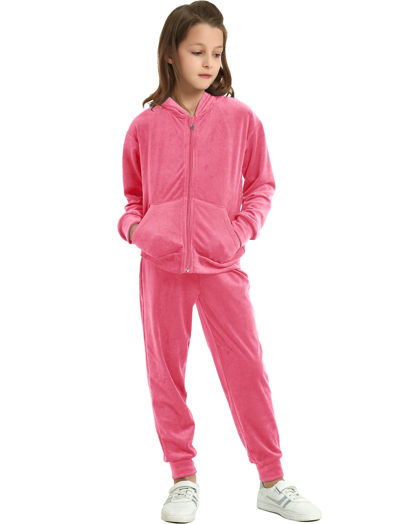 MessBebe Trainingsanzug Sportanzug Jogginganzug Mädchen Sweatsuits Set Velour 2-teilige Outfits Zip Up Hoodies und Hosen Sportswear Jogging Set