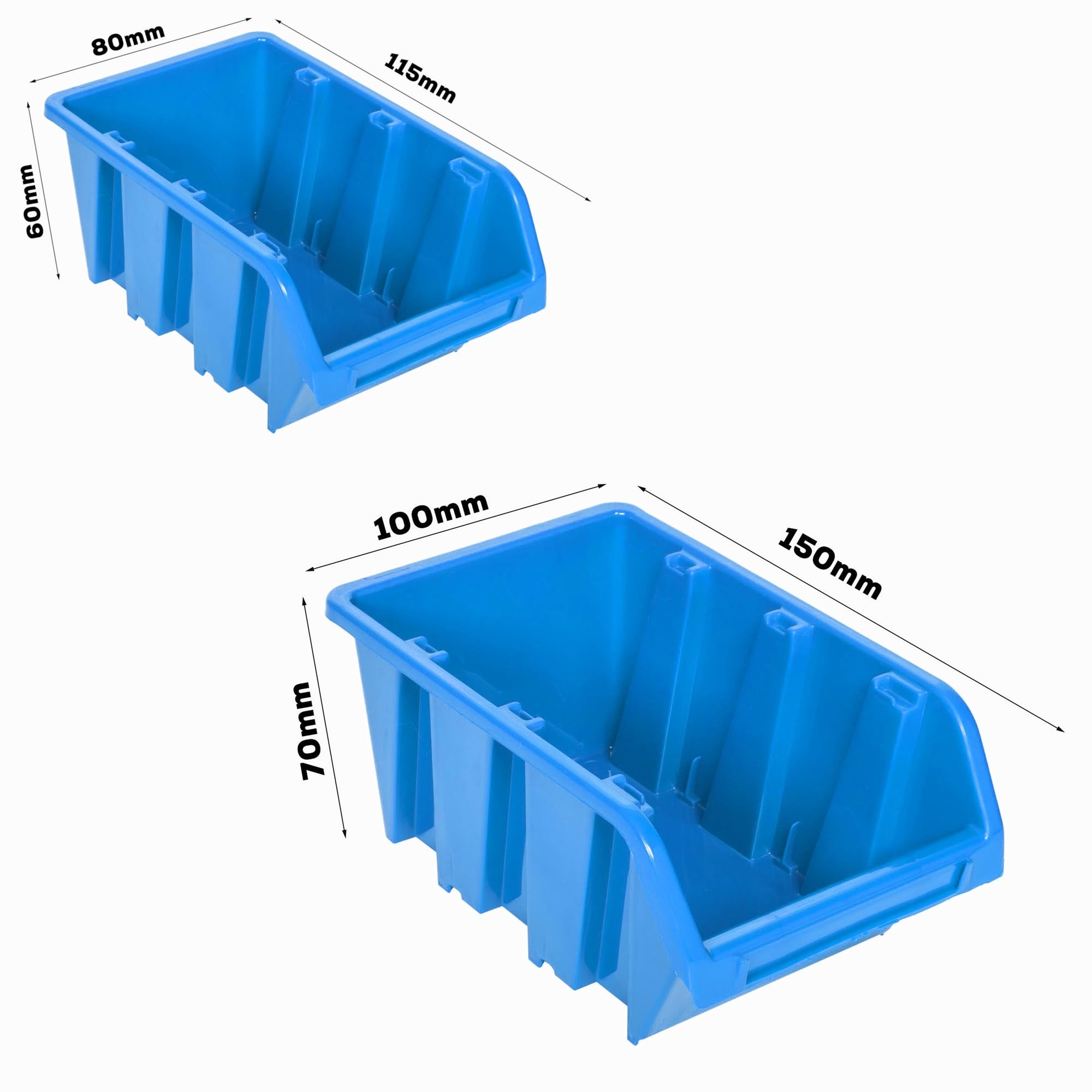 Lagersystem Wandregal 770 x 780 mm | 82 stck. Box | Stapelboxen Schüttenregal Sichtlagerkästen | Extra Starke Wandplatten | Regal Erweiterbar | Werkstattregal Lagerregal Werkstattwandregal Steckregal