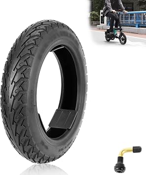 14x2.125 Electric Bike Tire Tubeless, 14X2.125/57-254 Puncture Proof Anti-Slip Tread Tires with Angled Valve, for 14 Inch Electric Folding Bike, E-Bikes, and E-Scooters