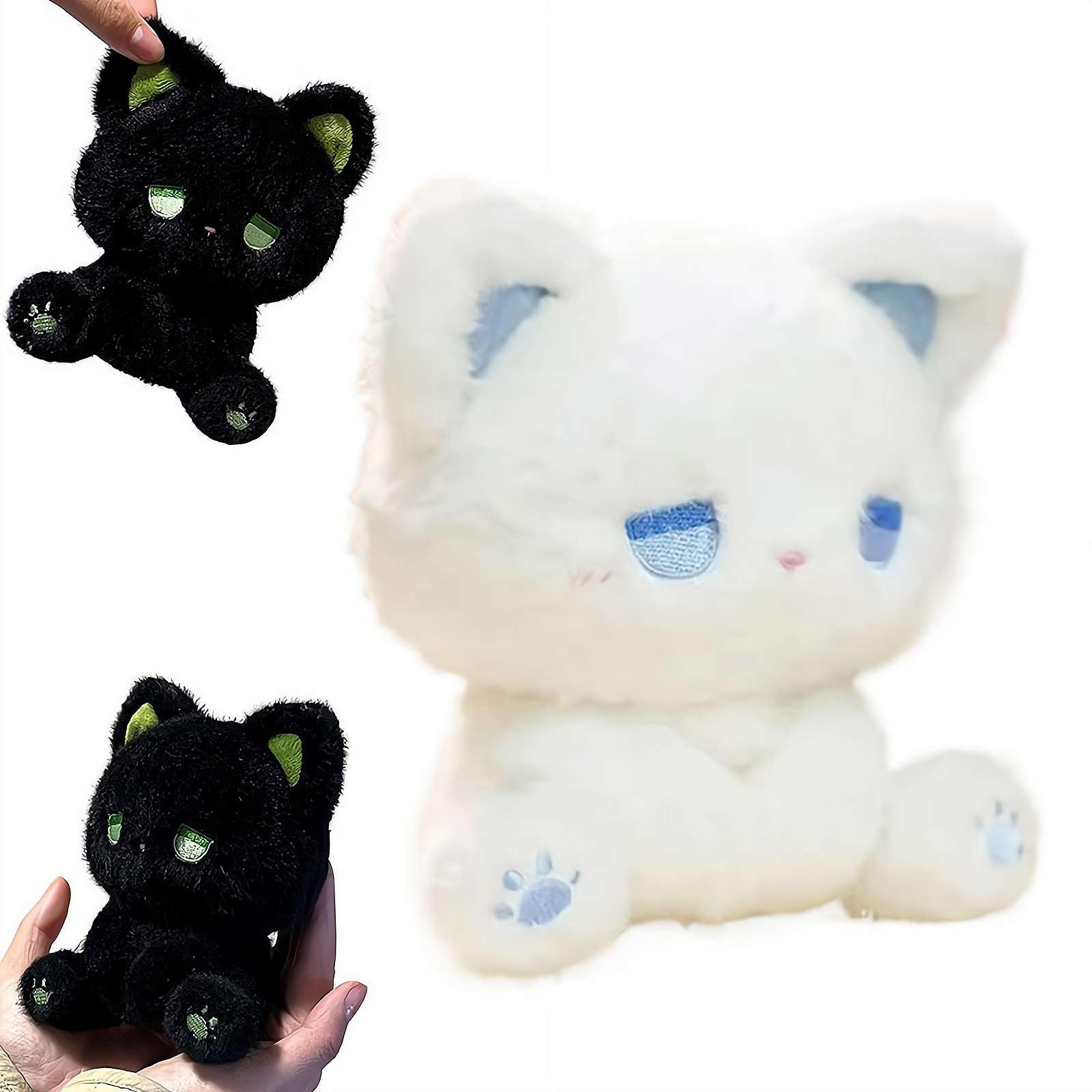 6.3" Plush Kitten Toy, Ultra-Soft Sleeping Cat Stuffed Animal with Embroidered Face