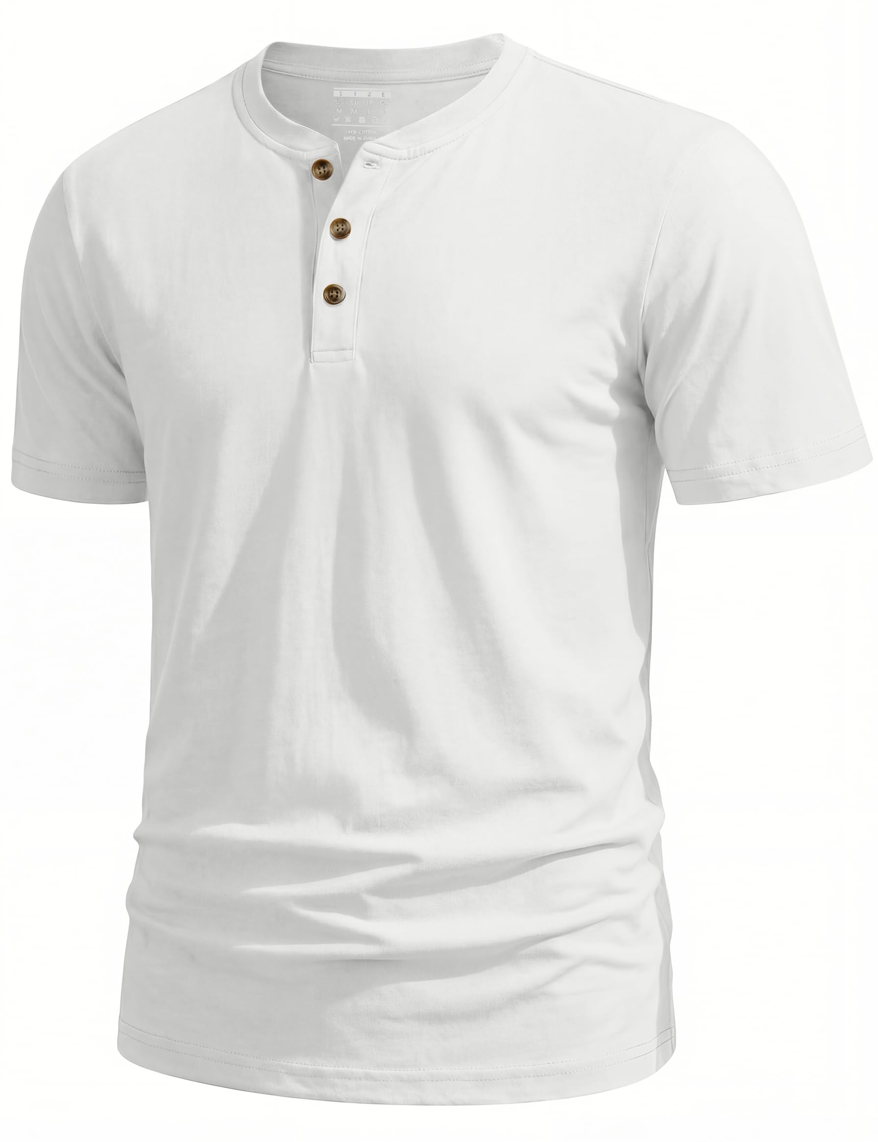 TACVASEN Henley Shirt Herren Kurzarm Sommer Basic Rundhals Tshirt Baumwolle Kurzarm Freizeitshirt Arbeits Tshirt