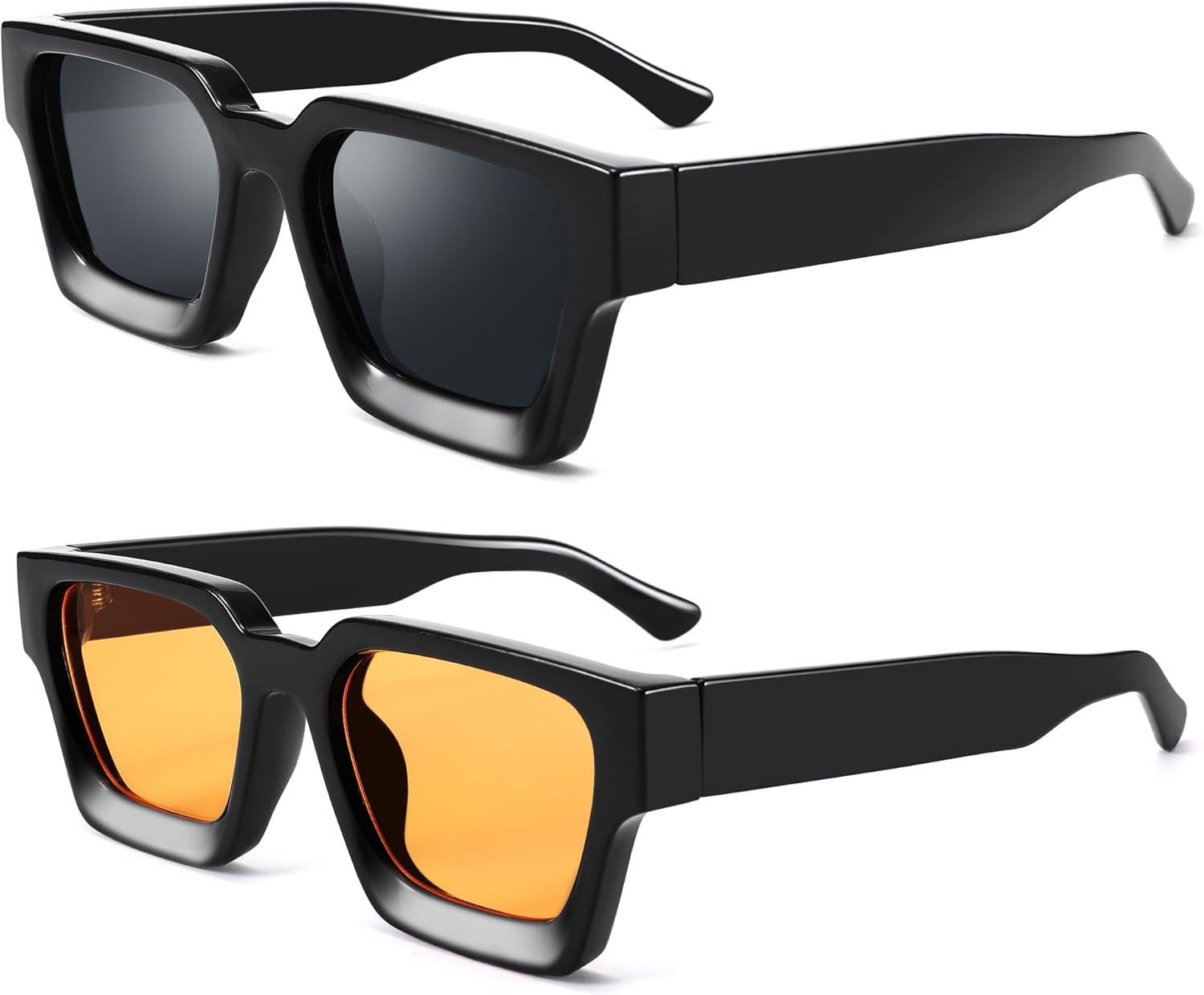 Hycredi Thick Rectangle Sunglasses Women Men Retro Square Chunky Shades 90s Glasses UV400 Protection