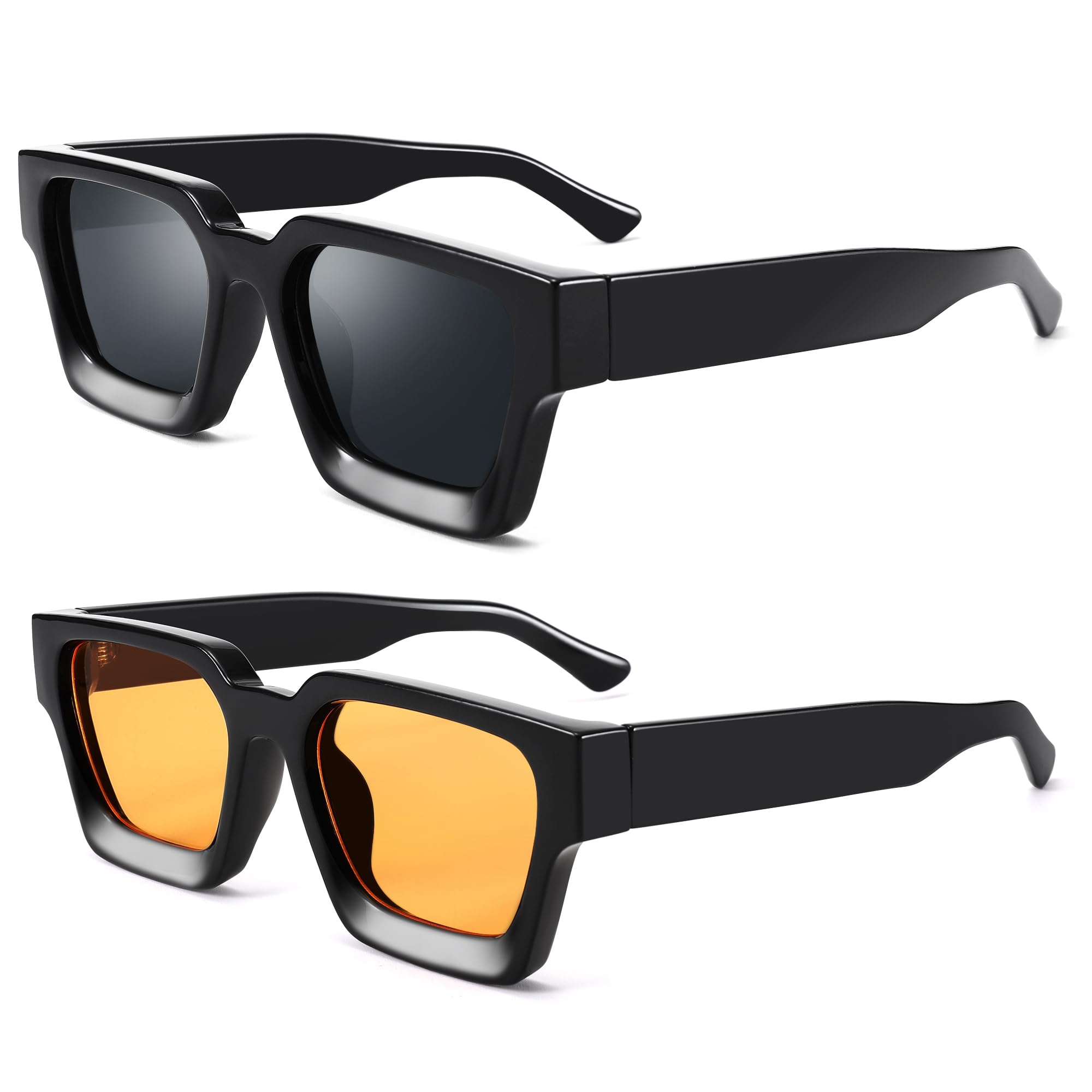 Hycredi Rimless Rectangle Sunglasses Men Women Retro Frameless Square Shade Y2k Sun Glasses Tinted Eyewear