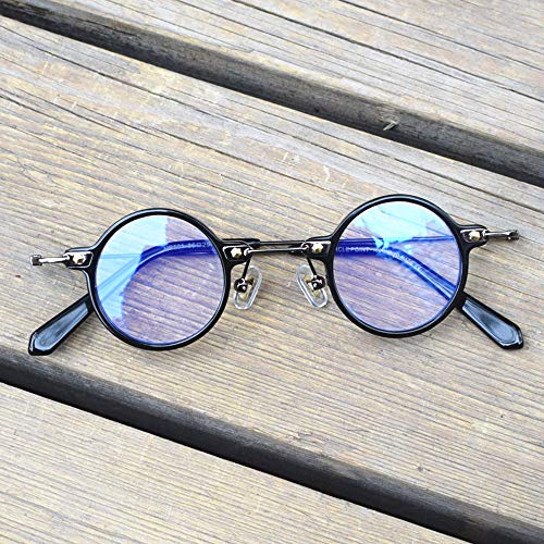 Image of Blue Light Blocking Glasses Computer Game Vintage Small Round Acetate Eyeglasses Frames