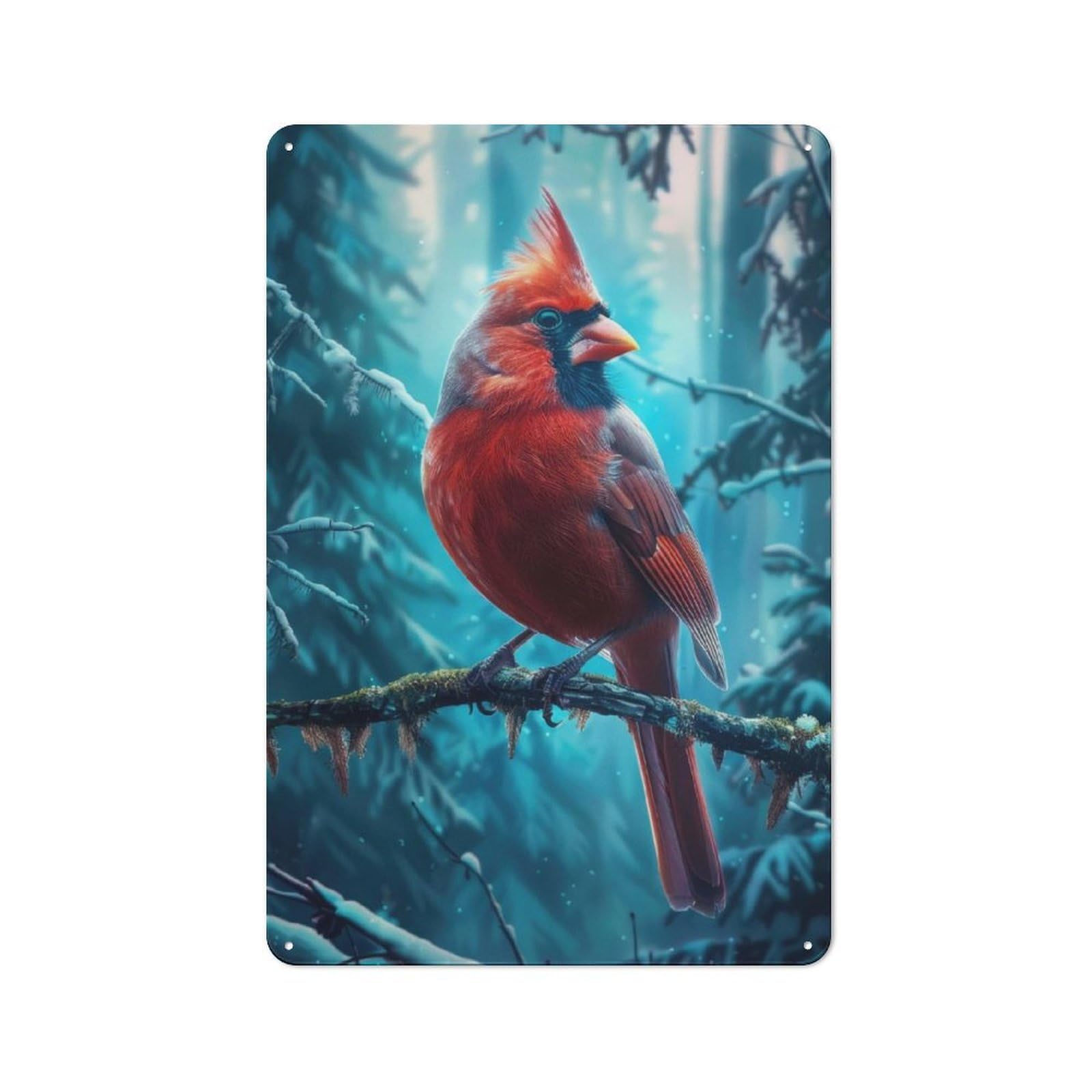 Junmoney Red Cardinal Bird Tin Wall Plaque 30X20cm With For Man Cave Or Games Room, For Updating Man Cave And Games Room After Moving