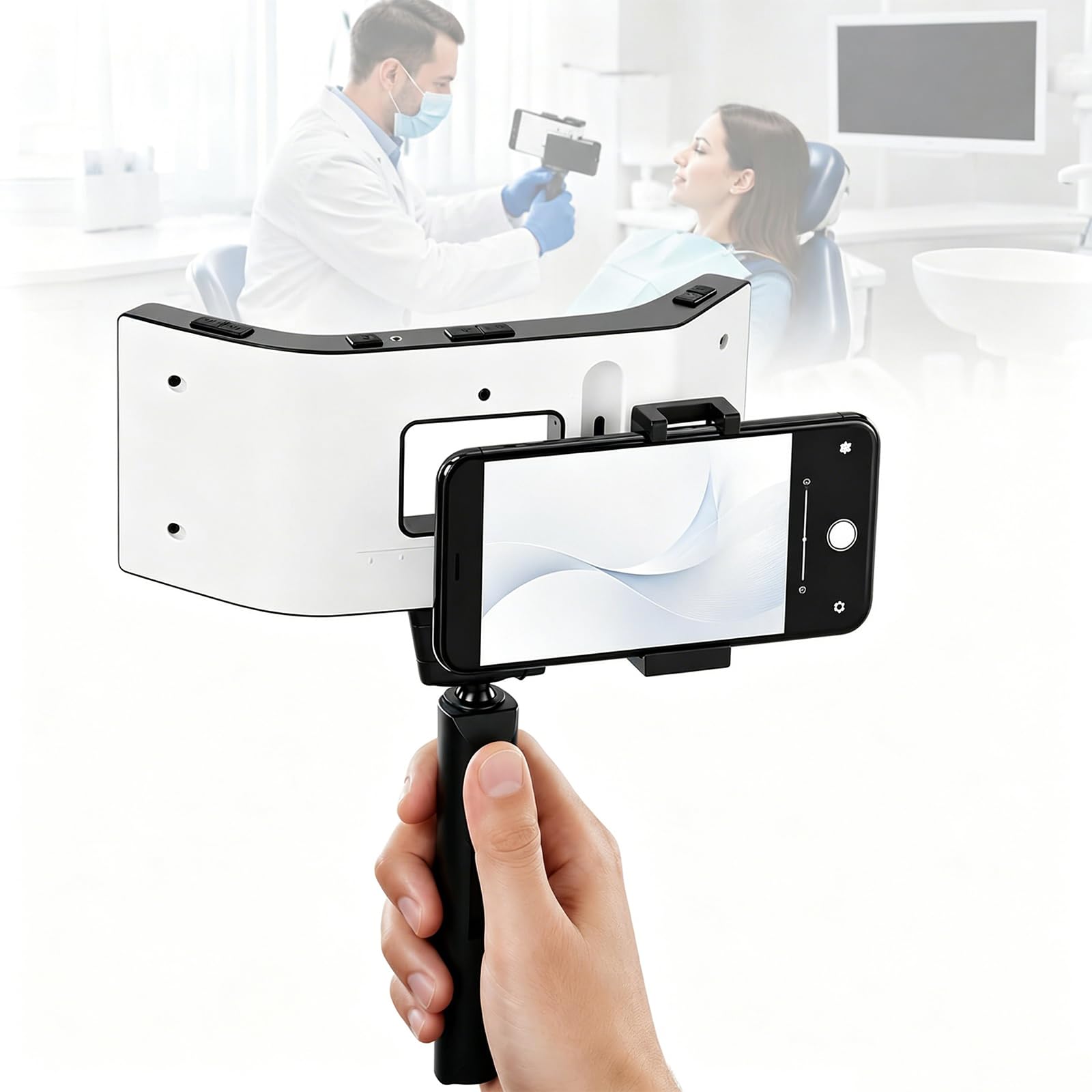 Luce Mobile per Fotografia Dentale, Luce per Fotografia Odontoiatrica, Kit per Fotografia di Otturazioni Dentali con Staffa, 5 Livelli di Luminosità, Intensità Luminosa Fino A 32000 LX per