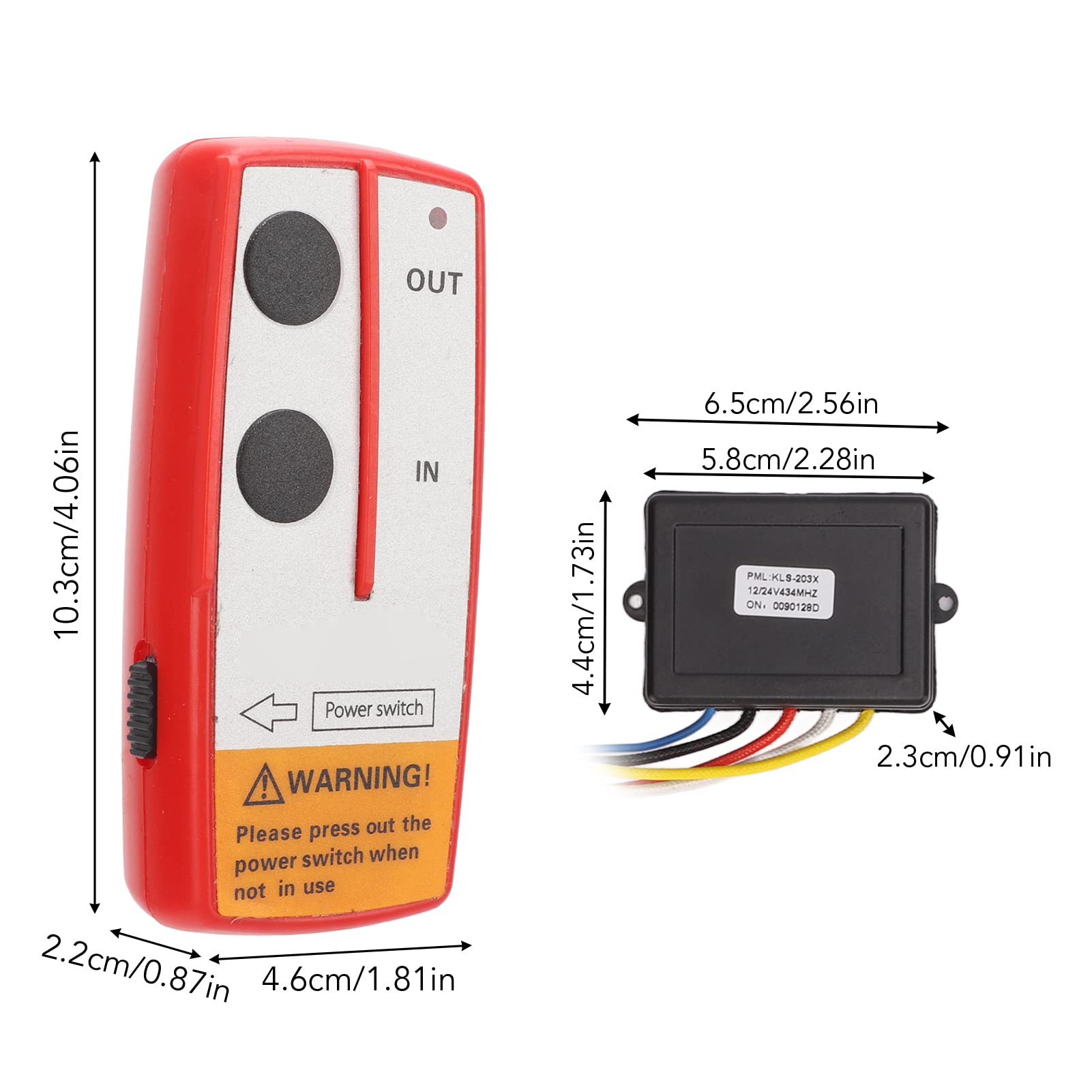 Akozon DC12V/24V 75fts Wciągarka Bezprzewodowa Zestaw Zdalnego Sterowania Uniwersalna Bezprzewodowa Wciągarka Przełącznik Zdalnego Sterowania Elektryczny Kontroler Wciągarki z(Czerwony)