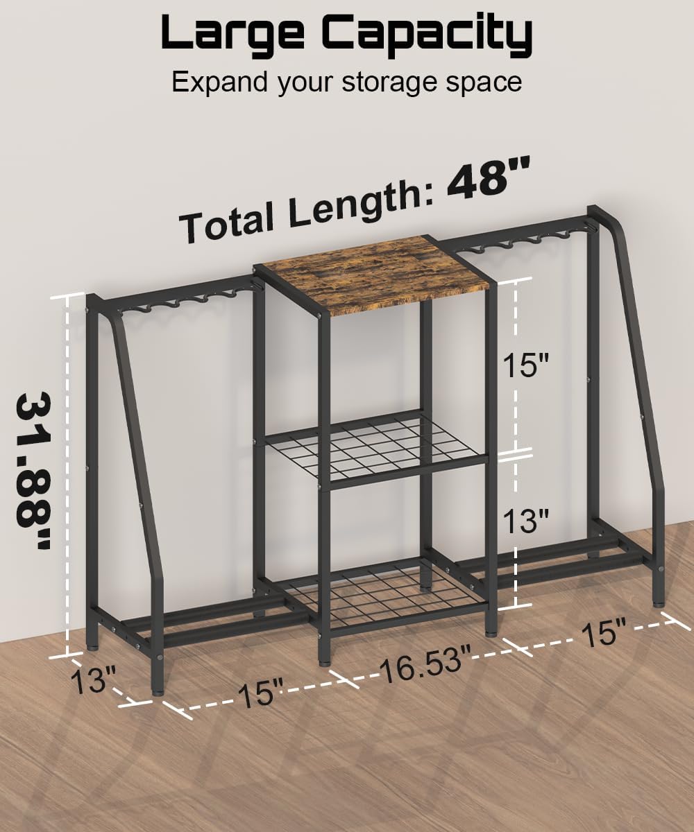 Mondazie Gun Rack Stand, Vertical Rifle Display Holder with Gun Storage Solutions Shelf, Floor Shotgun Organizer Racks with Padding for Home Garage, Hold up to Long Guns and Gun Accessories