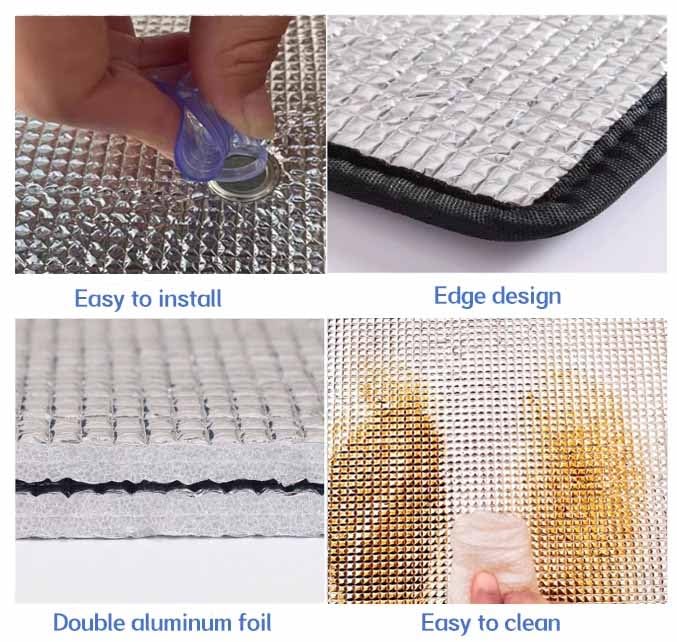 Doppio foglio di alluminio riflettore termico per finestre, spessore 6 mm, riflettori solari per controllo del calore e protezione della privacy, pellicola riflettente per finestre, 160 x 100 cm