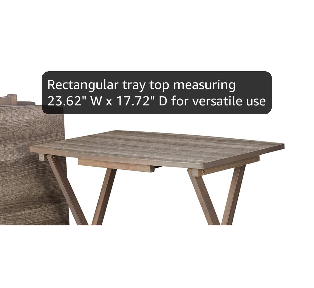 Amazon.com: 5pc XL Oversized Tray Table Set, Rustic Grey : Home