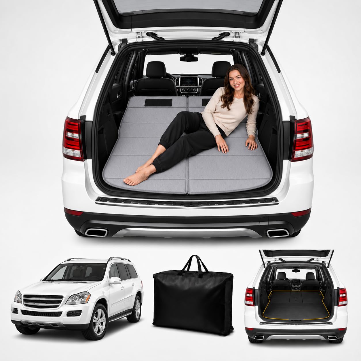 Car Mattress for GL/GLS 2007–2012, Upgraded Non-Inflatable Thickened Foam SUV Car Camping Mattress, Foldable Trunk Sleeping Pad Car Bed Mattress for Road Trips Camping Travel