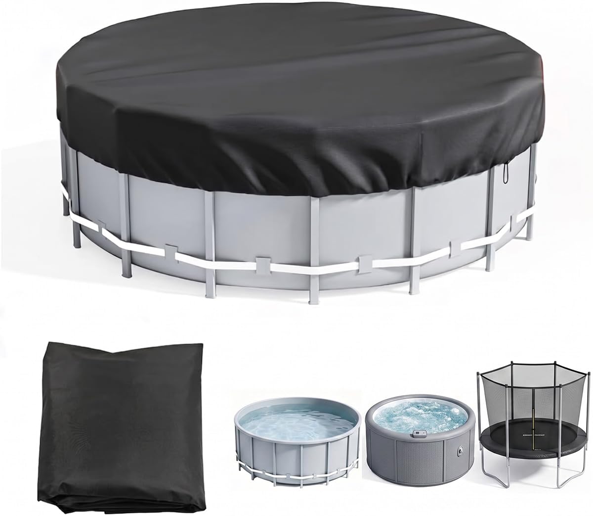 10ft Round Pool Cover for Above Ground Pools with Drawstringa