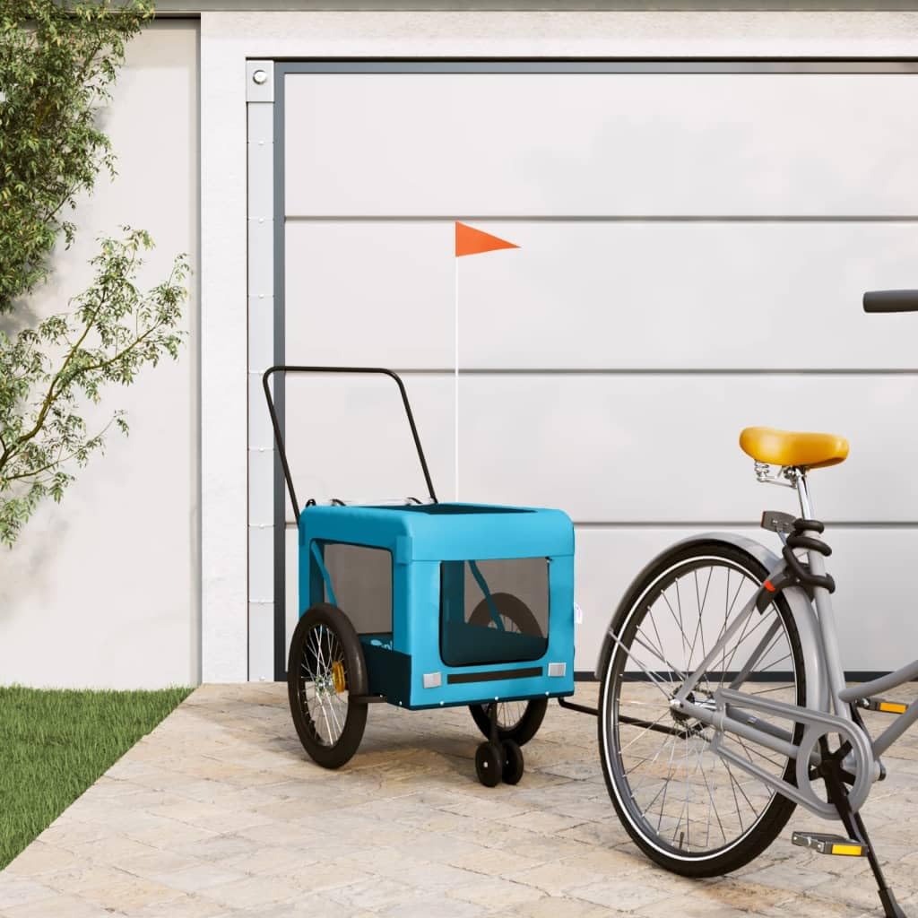 Homgoday Niebieska i czarna przyczepa rowerowa Oxford i żelazo, wyposażenie wózka dla psa, wózek rowerowy, wózek rowerowy, wózek dla psa, transporter rowerowy model 93946