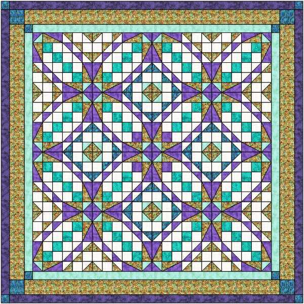 Quilt Kit Clear Reflections Purple & Green/Queen/Precut/Ready to Sew