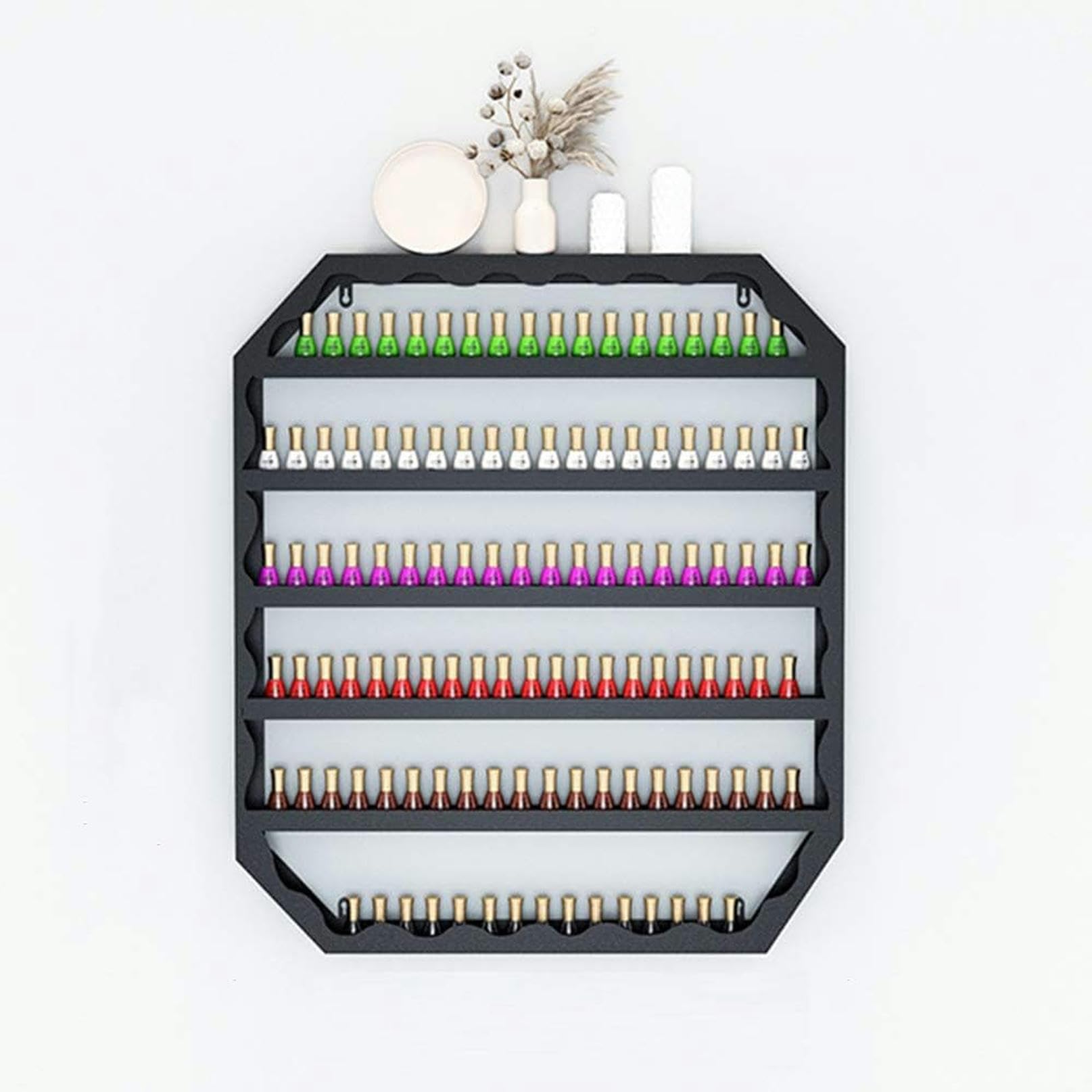Organizador de esmaltes de uñas de Pared: Un Organizador de esmaltes de uñas de 5 Niveles para Colgar en la Pared, un Estante metálico para Salones de Belleza, Ideal para esmaltes de uñas, l