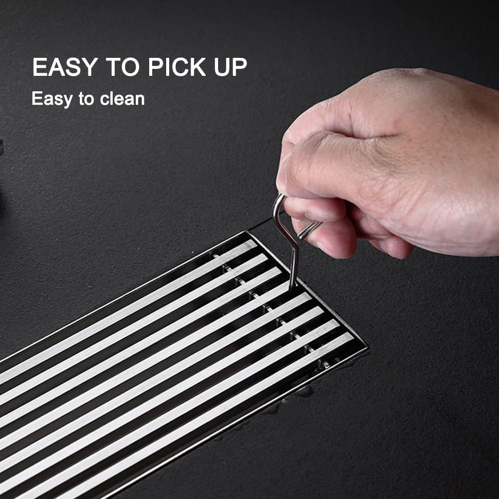 47.2" Rectangular Linear Shower Drain with Removable Grate Shower Floor Drain Stainless Steel Bathroom Linear Floor Drain