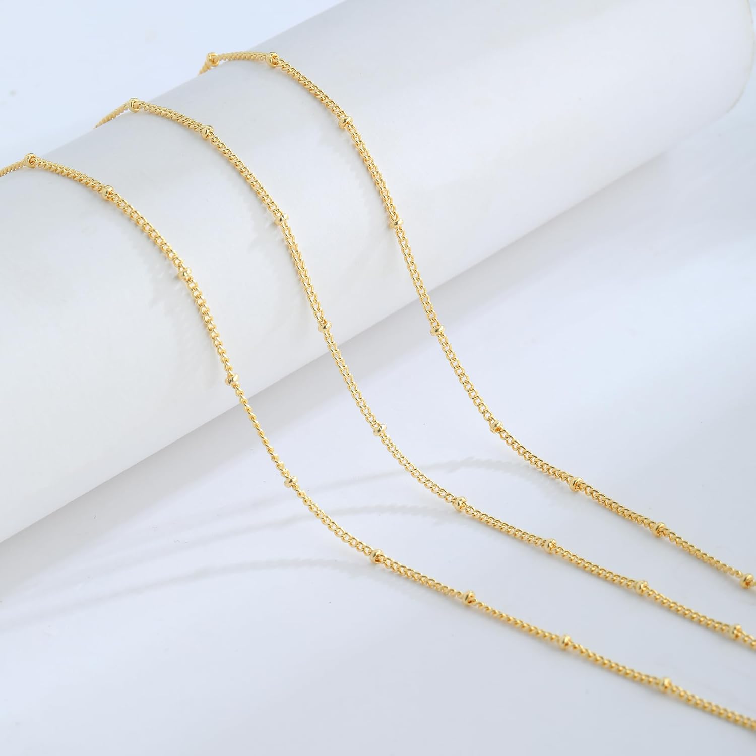Dainty Gold/Sliver Layered Necklaces for Women,14K Gold/Sterling Silver Plated Satellite Chain Choker Necklaces Hypoallergenic Jewelry Gift for Women Non Tarnish - Image 6