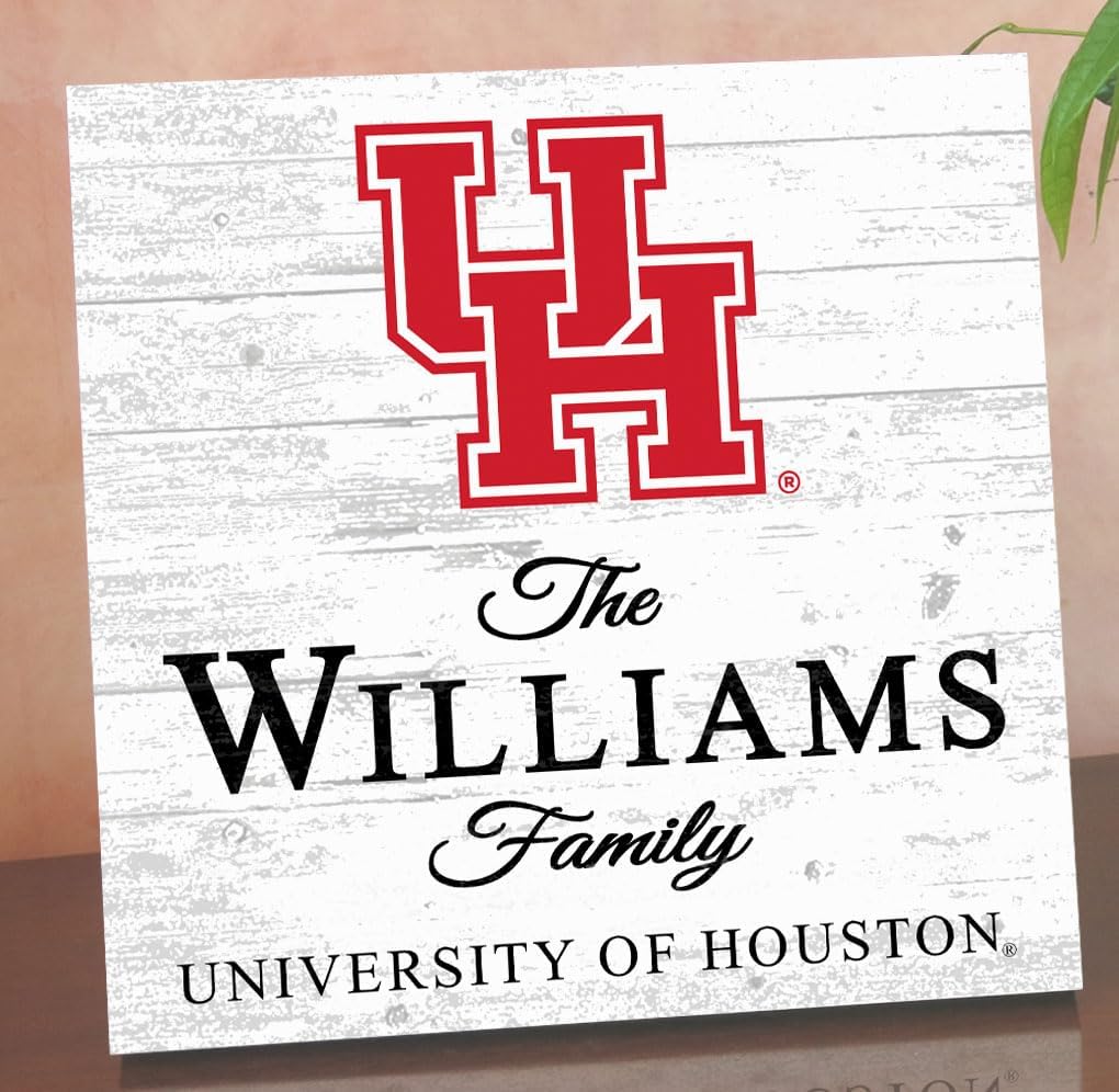 Houston Cougars Family Name Sign – Personalized University of Houston Wall Decor, Custom Last Name Plaque, UH Alumni Gift, Cougars Home Decor