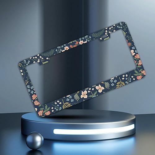 Miniatura 2 de Marcos de matrícula de flores coloridas  Juego de 2 piezas de 2 agujeros de acero inoxidable de metal para automóvil, accesorios de automóvil,