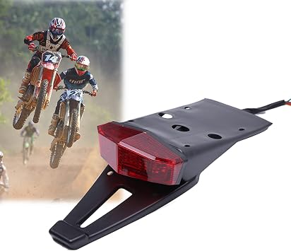 DREAMIZER Motorcycle Dirt Bike Tail Light Compatible with Suzuki DRZ 400 S SM E CRF 250-19 LEDs Rear Fender Brake Taillight with Turn Signals License Plate Lamp for Custom Off-Road, Red