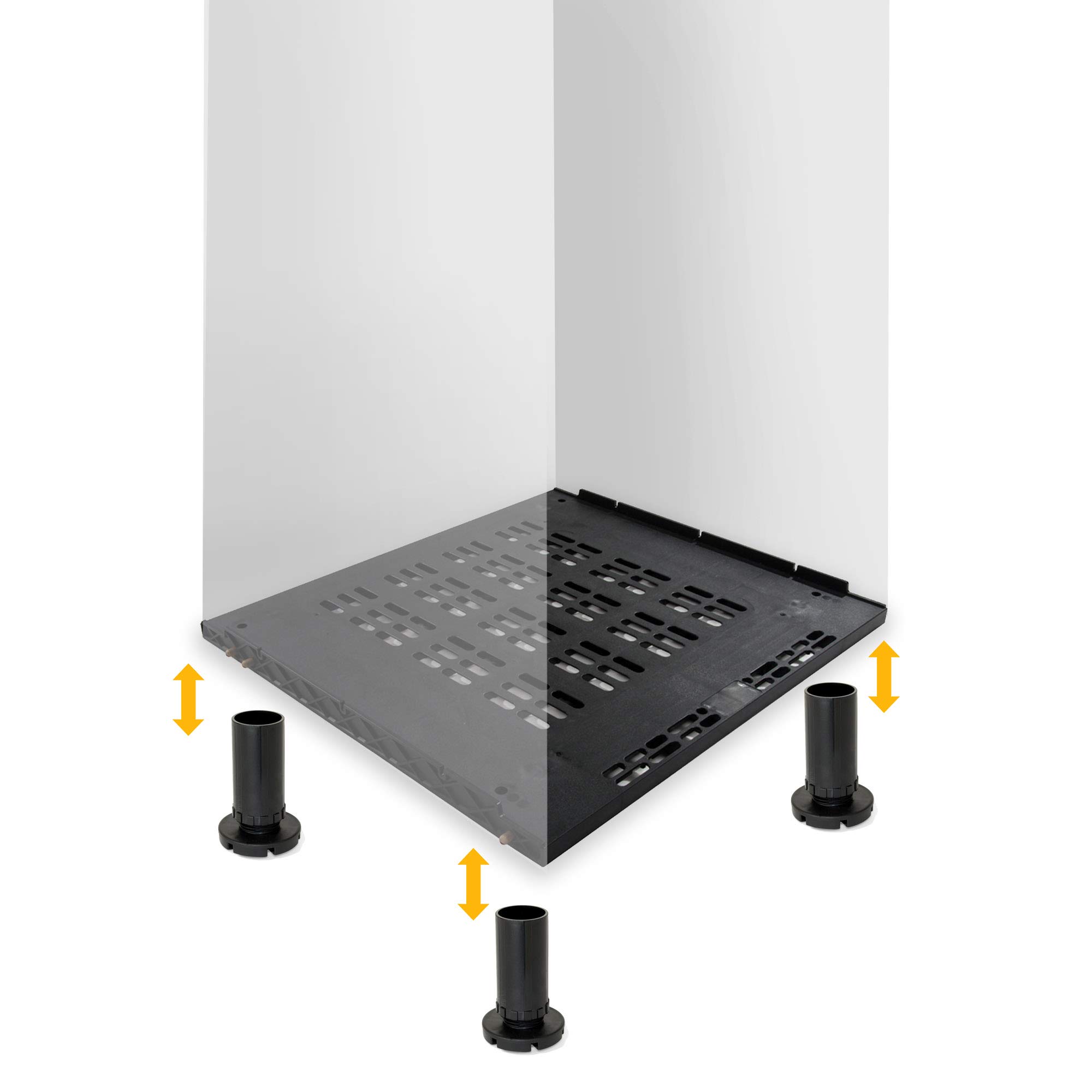 Emuca - Base para frigorífico Integrado en módulo de Cocina de 60cm y espesor de tablero 16mm, Plástico, Negro