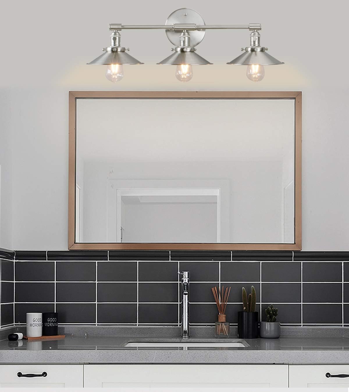 Exclusive Special Phansthy Antique Brass Wall Sconce 3 Light Vanity Light with 7.87” Metal Flared Light Shade