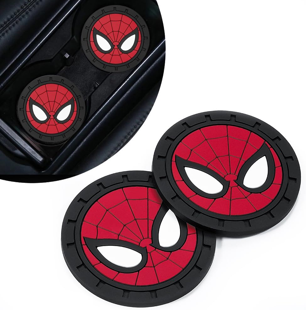 Spider Car Cup Holder Coasters for Marvel Fans,The Spider Car Coasters for Car Cup Holder,Marvel Souvenir Spider Car Cup Holder Insert,Souvenir/Gifts for Marvel Fans,Car Cup Mat,2.75''