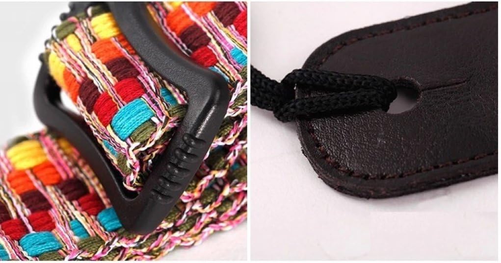 MUSIC FIRST Hawaii Woven Rainbow Adjustable Colorful Meshbelt and Genuine Leather Ukulele Strap Shoulder Strap version 2.0 image 3