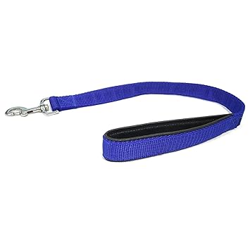 Short Dog Leash Traffic Padded Handle Heavy Duty 24 Inch/ 2 feet Short Nylon Dog Lead for Training Control - Pet Leashes for Large Big Dogs and Medium Dogs (Color- Blue)