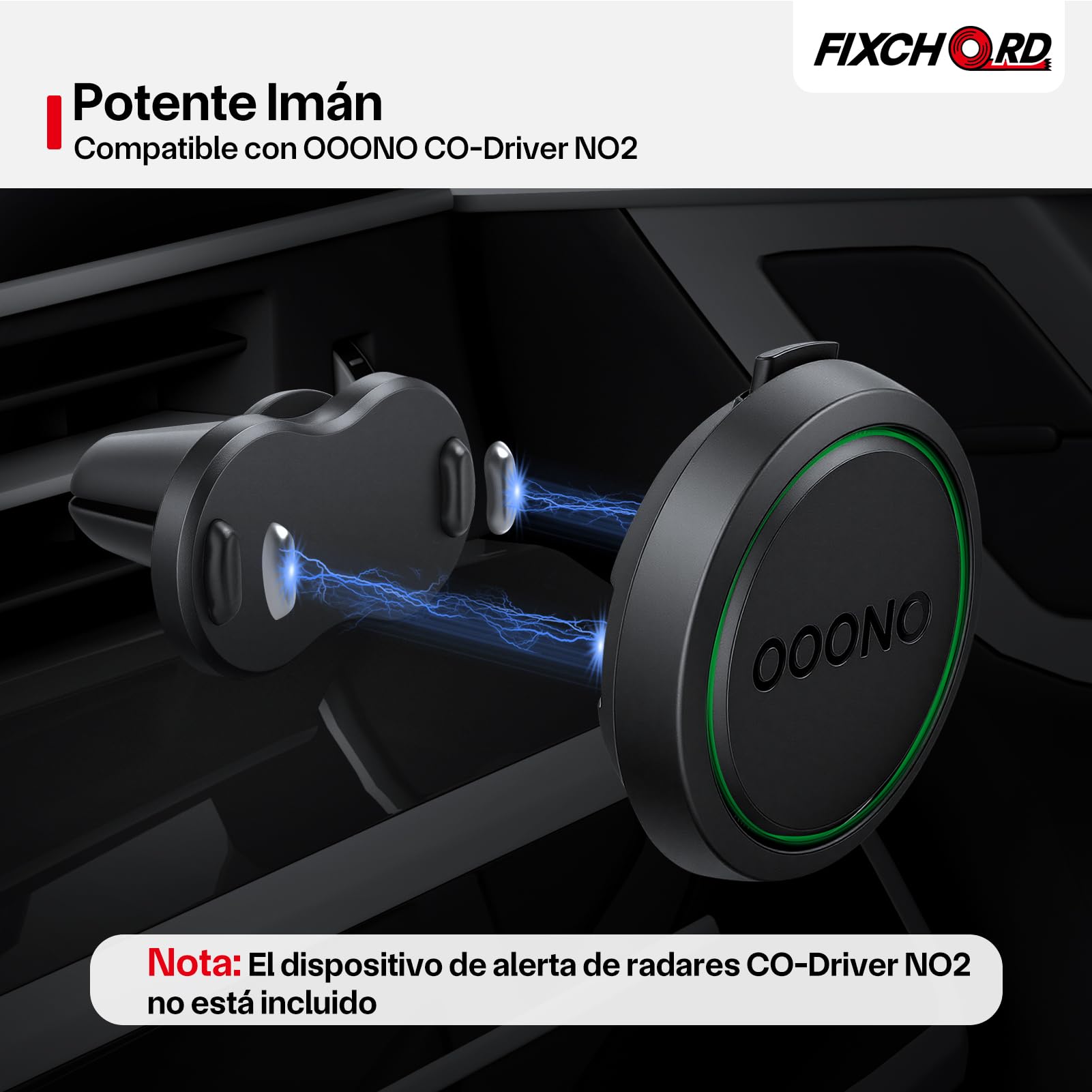 Soporte Magnético para Rejilla de Aire Acondicionado de Coche OOONO CO-Driver NO2, 1 Unidad de Soporte Magnético con Imanes Integrados Compatible con la Alarma de Radar OOONO NO2