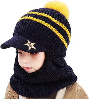 Uniyoung Baby,Clothing,Baby Boys 0-24m,Accessories,Hats & Caps Uniyoung Baby Winter Warm Hat Scarf Toddler Girls Boys Ear Flaps Hood Balaclava Kids Fleece Lining Knit Pompom Beanie Hat with Visor Ski Snow Caps for 1-5 Years