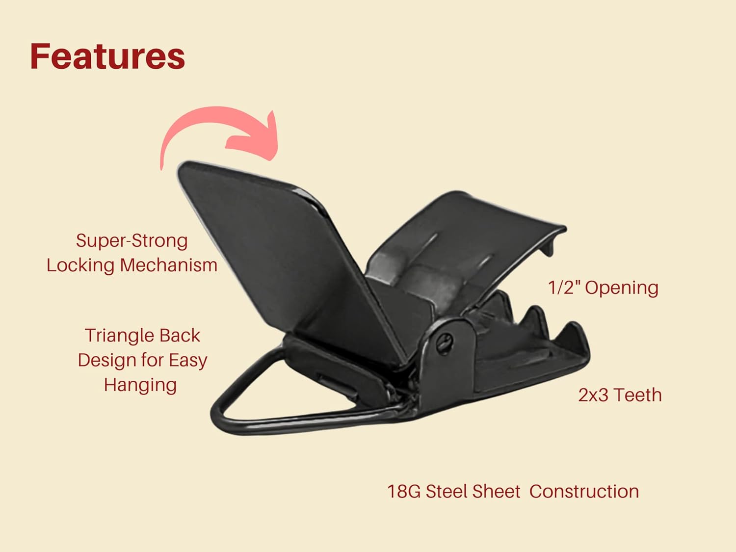 Wise Linkers Hanging Clips Pack of 10 Triangle Back Medium Power for Tapestry Small Rugs,Towel, Shawl and Paintings (Black)