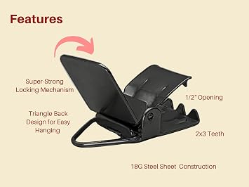 Wise Linkers Hanging Clips Pack of 10 Triangle Back Medium Power for Tapestry Small Rugs,Towel, Shawl and Paintings (Black)
