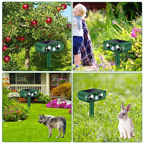 AUDS Ultrasonic Dog Chaser,Animal Deterrent with Motion Sensor and Flashing Lights Outdoor Solar Farm Garden Yard Repellent,Dogs, Cats, Birds